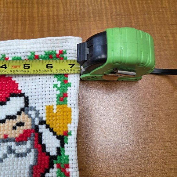 Merry Christmas Cross Stiched Santa Hanging Holiday Stocking - Picture 4 of 5